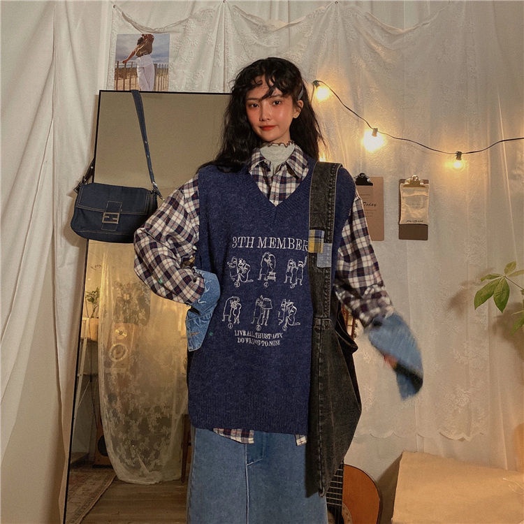 Áo len không tay cổ chữ v thiết kế mới thời trang phong cách Hàn Quốc cho nữ