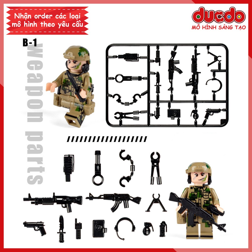 Vỉ phụ kiện vũ khí 14 món cực chất - Đồ chơi Lắp ghép Xếp hình Mini Minifigures lính Army WW2 Mô hình B1