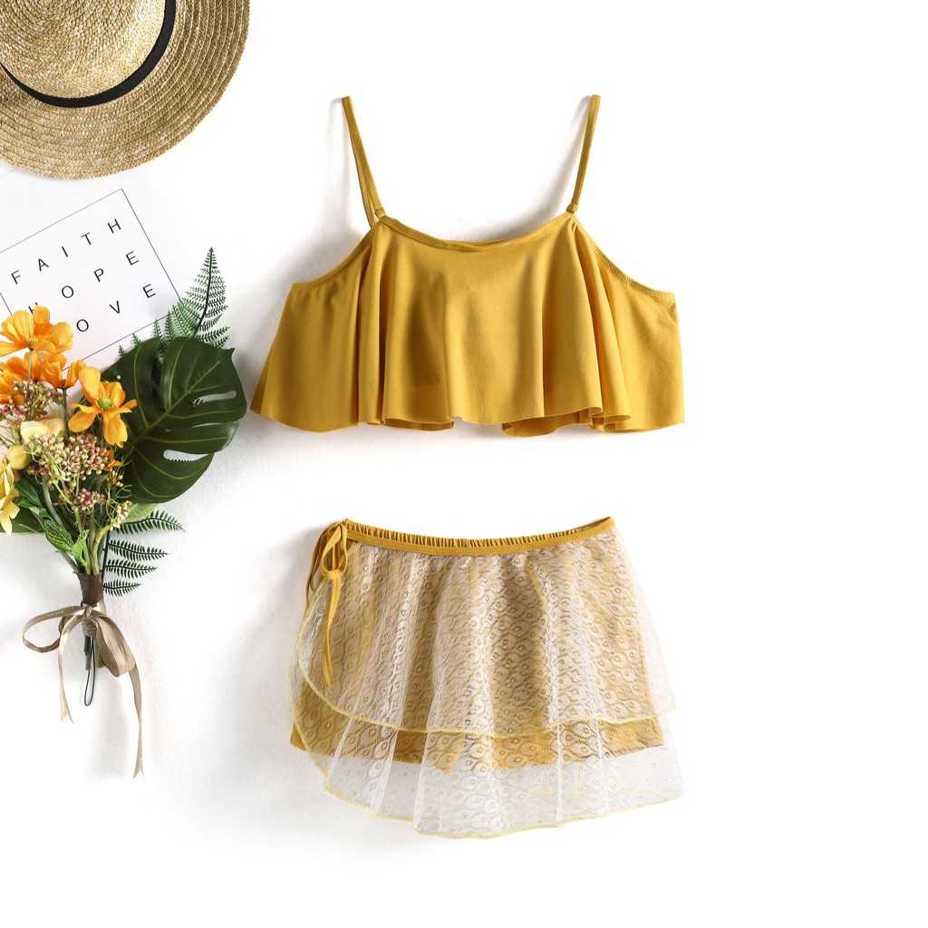 Bộ Đồ Bơi Ba Mảnh Phối Ren Thời Trang Dành Cho Nữ 2021 | BigBuy360 - bigbuy360.vn