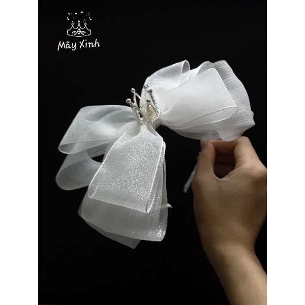 Cài tóc vương miệng trắng bản to cho bé