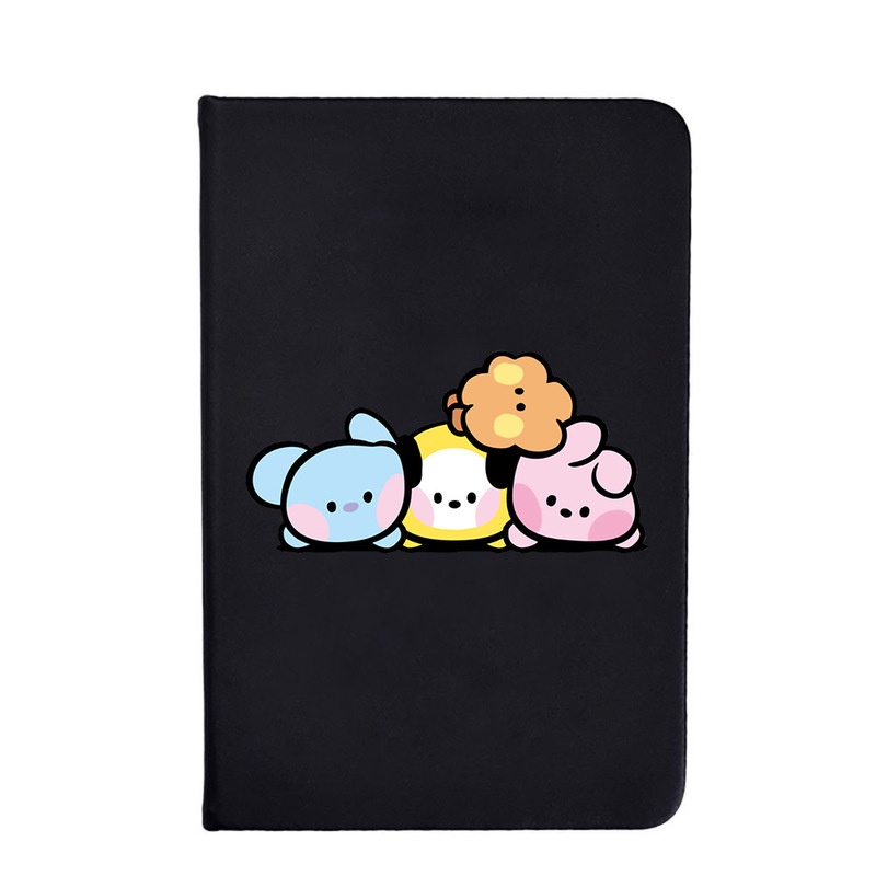 Sổ Tay Ghi Chép Màu Đen Nhám In Hình Kpop BT21 Minini Series BTS Dễ Thương Cho Học Sinh