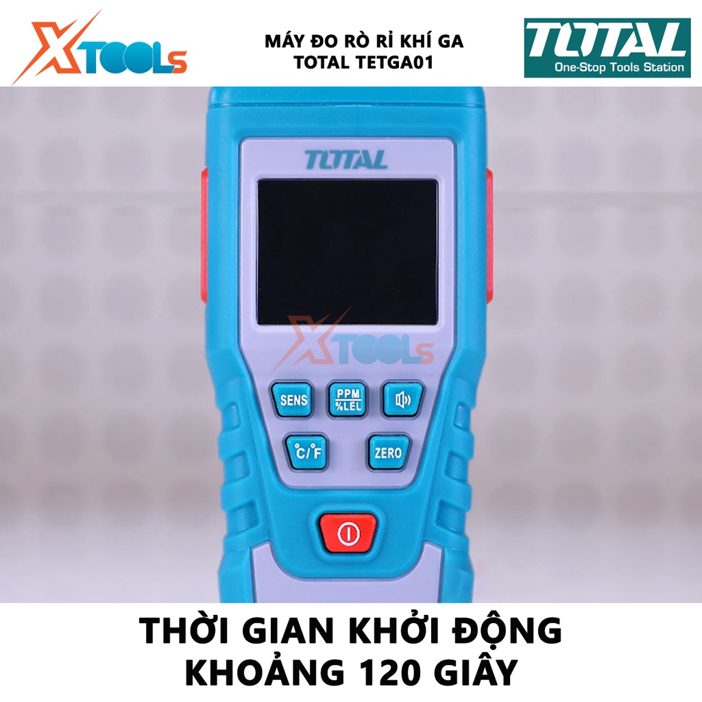 Máy đo rò rỉ khí gas kỹ thuật số Total TETGA01 | thiết bị phát hiện rò khí gas, phạm vi 0 ~ 9999ppm (metan), độ nhạy ≤50