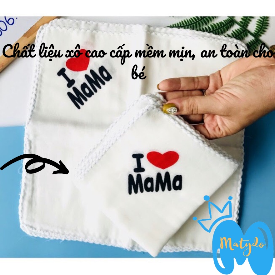 Khăn xô sữa cho bé set 2 chiếc cao cấp mềm mại thấm sữa rửa mặt lau mũi hình in mama papa
