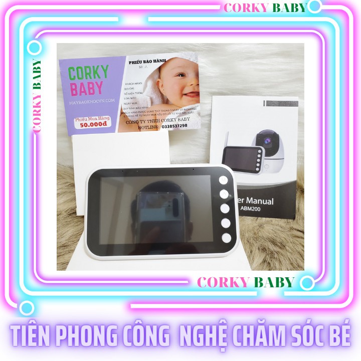 Máy Báo Khóc Trẻ Em Corky Baby mbk502 Pro max - Màn hình lớn 4.5inh, camera điều khiển quay 360 độ