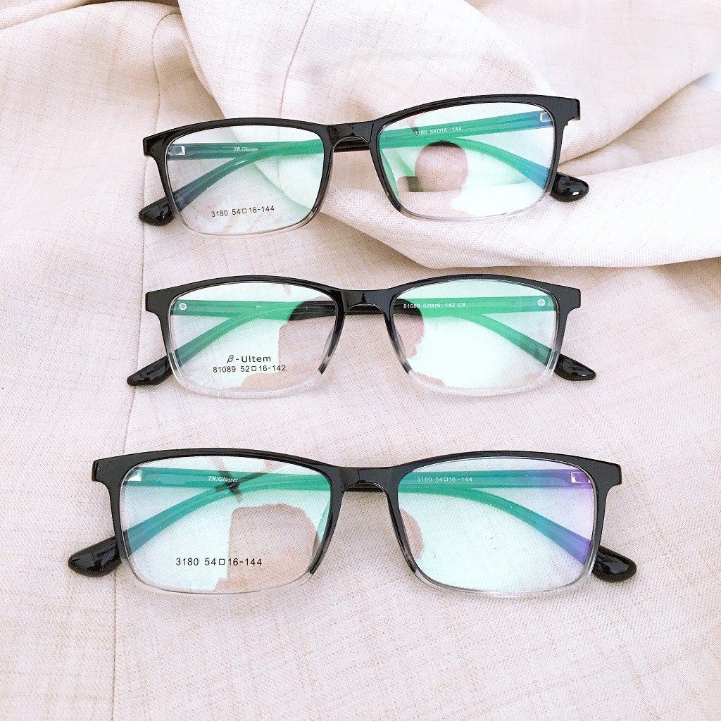 [Gía siêu rẻ] Gọng kính vuông màu đen 81089 3180 đã đeo là XINH -Nhận Cắt Mắt-Tặng kèm hộp+khăn+Chai nước lau kính