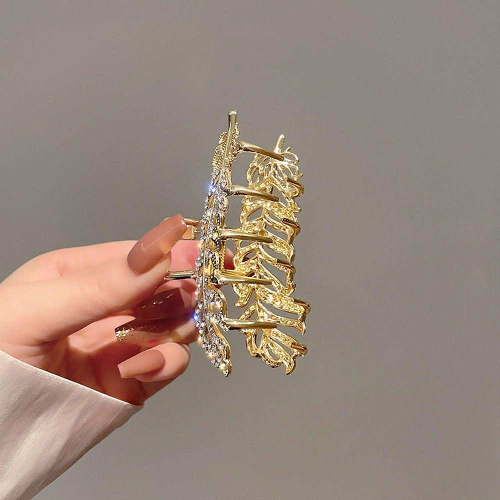 Kẹp Tóc Hình Chiếc Lá Màu Ngà Phong Cách Retro Mới|Kẹp Tóc Đính Đá Nhiều Màu Sắc Thời Trang