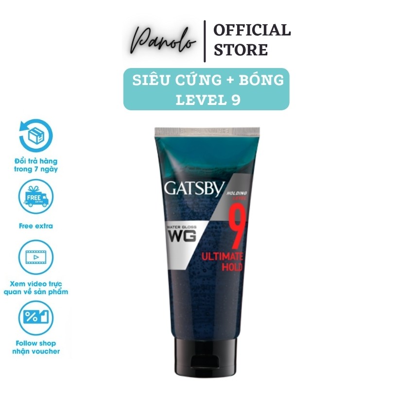 Gel vuốt tóc nam nữ Gatsby Water Gloss Ultimate Hold 170g, Siêu Cứng, Bóng, Khả Năng Tạo Kiểu Level 9