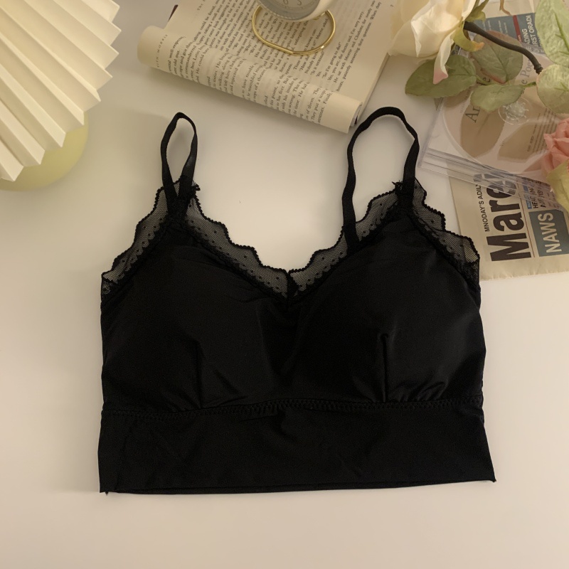 Áo Lót Lụa Không Gọng Phối Ren Phong Cách Hàn Quốc