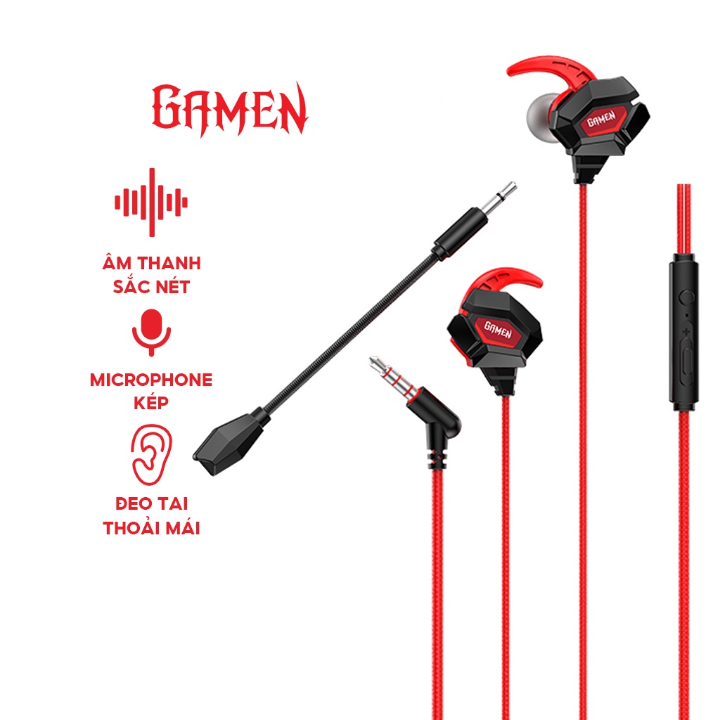 Tai nghe Gamen GE300 chơi game có 2 mic âm thanh sống động game pubg mobile ff ros