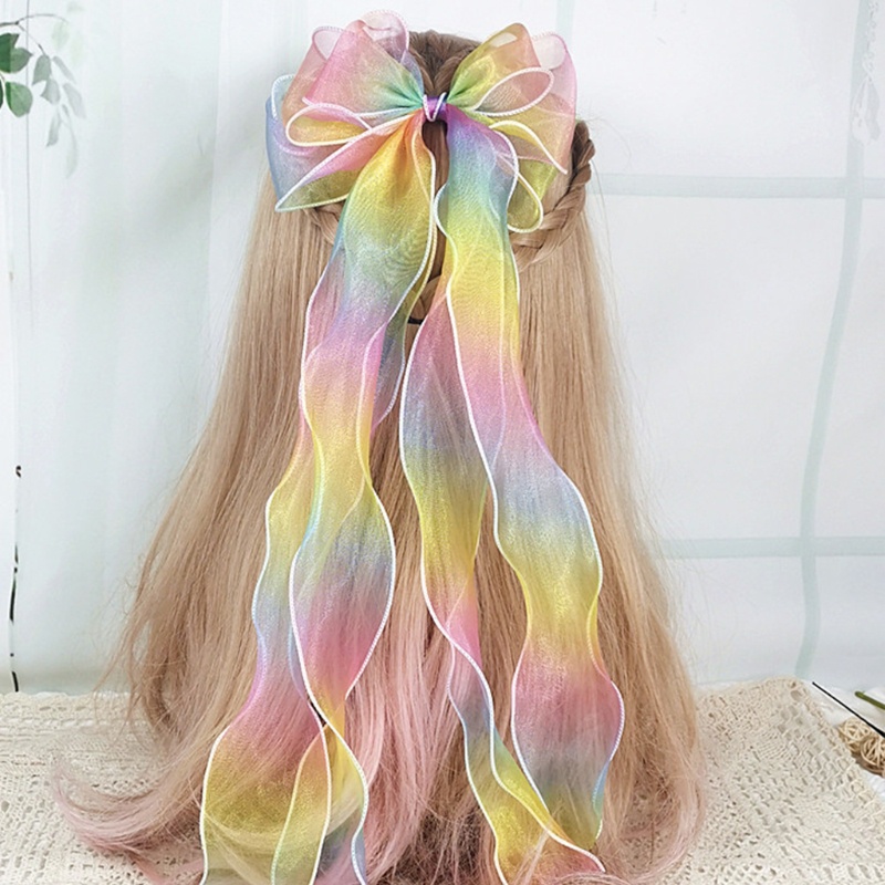 Kẹp Tóc Nơ Ruy Băng Màu Gradient Cỡ Lớn