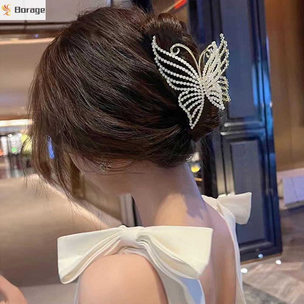 Kẹp Tóc Hình Bướm Đính Ngọc Trai Thời Trang Cho Nữ|Kẹp Tóc