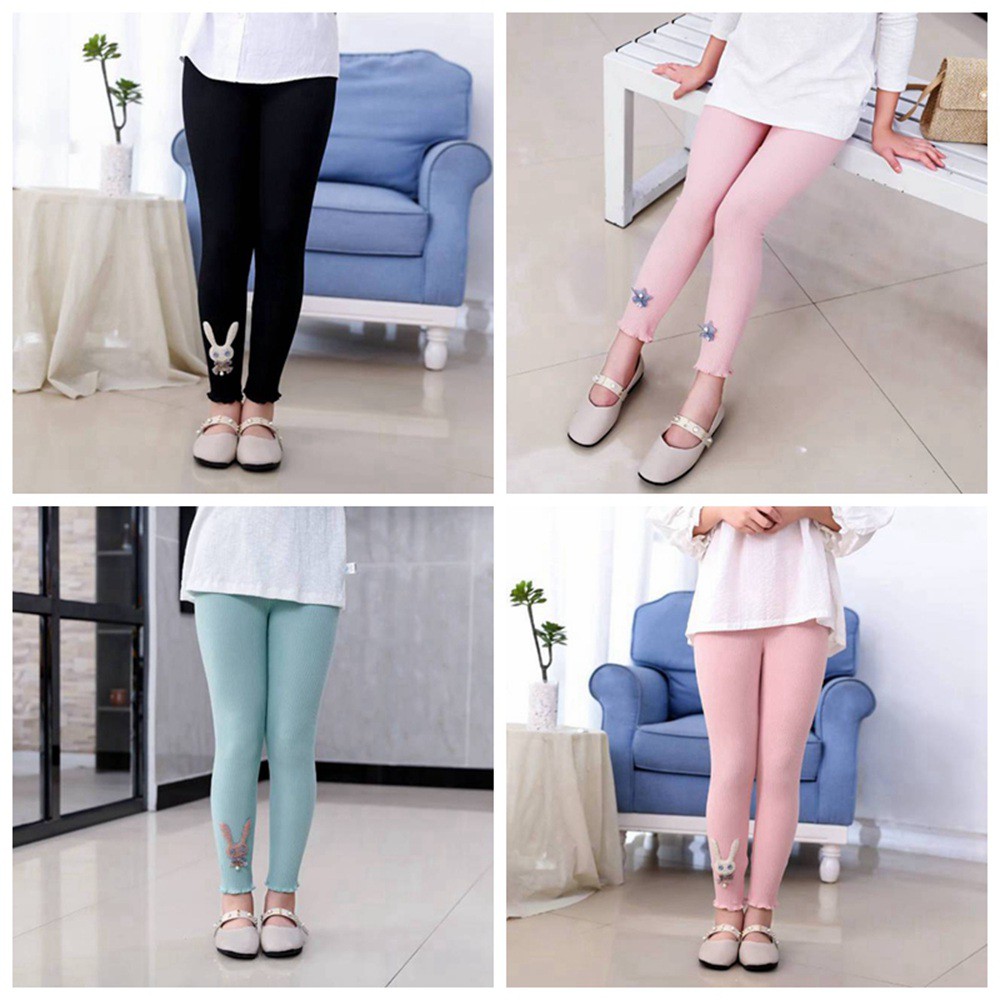 Quần Legging Hoạ Tiết Thỏ Hoạt Hình Cho Bé Gái