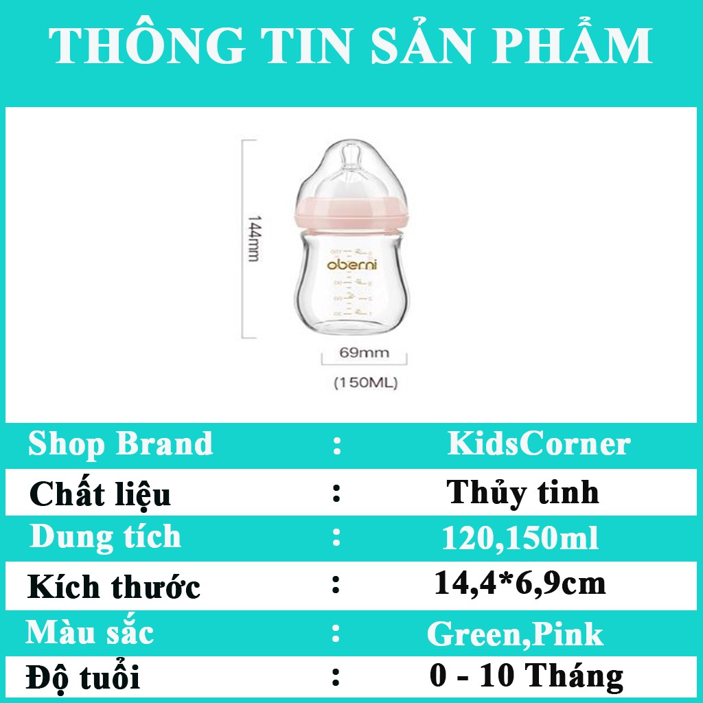 🌟 FreeShip🌟Bình Sữa,Bình Sữa Thủy Tinh Dành cho Trẻ Sơ Sinh 120ml,150ml