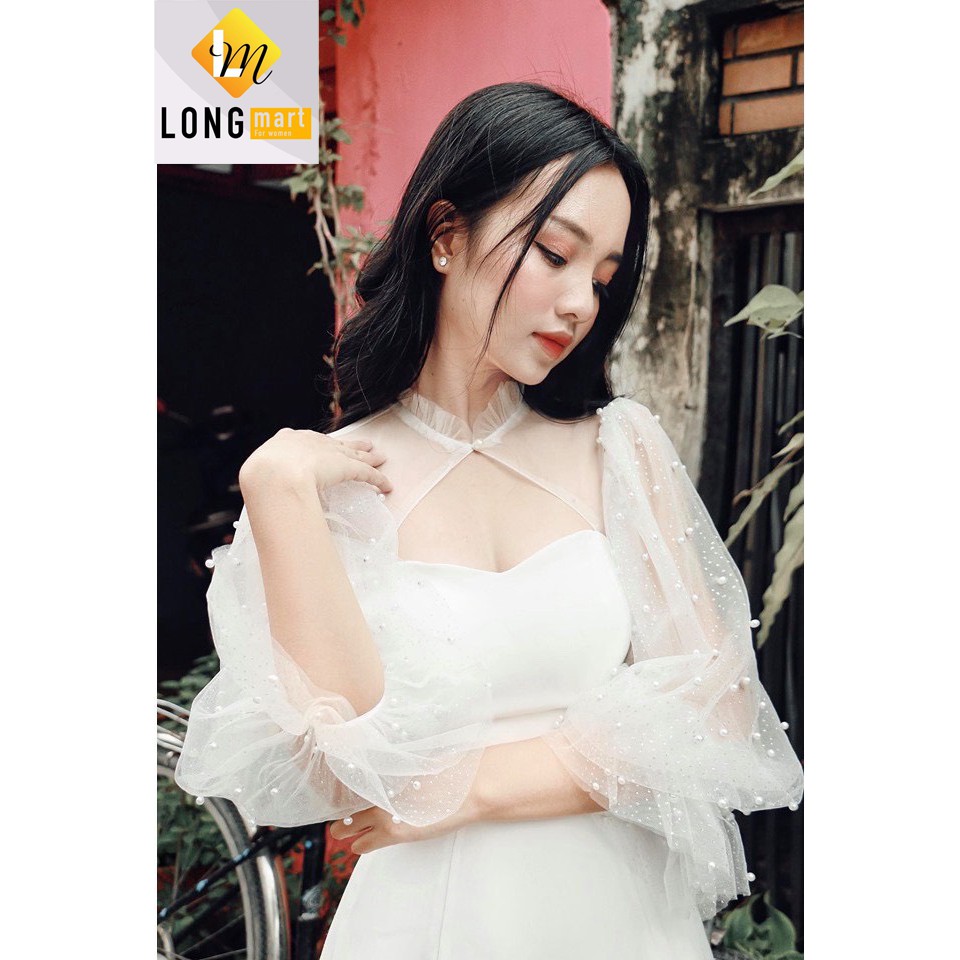 [Mẫu Mới] Đầm Tay Phồng Lưới Chấm Bi Cài Cổ Cao Cấp | BigBuy360 - bigbuy360.vn