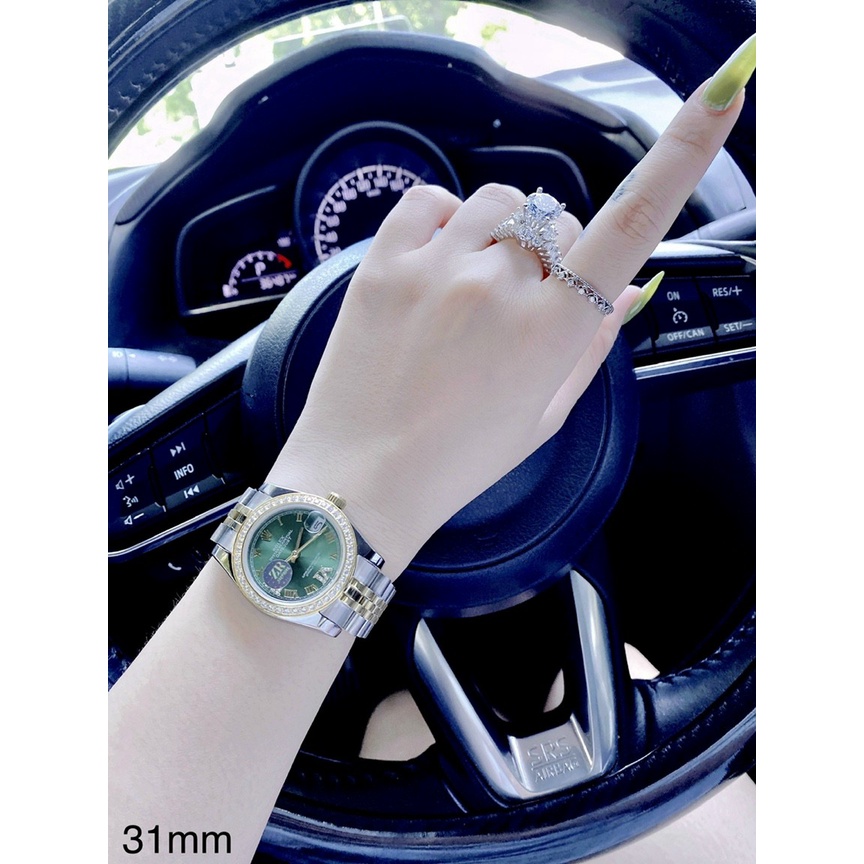Đồng hồ đeo tay nữ, đồng hồ nữ ROLEX Ngọc Trinh authentic, màu xanh ngọc bảo cực sang chảnh, full hộp cao cấp thời trang