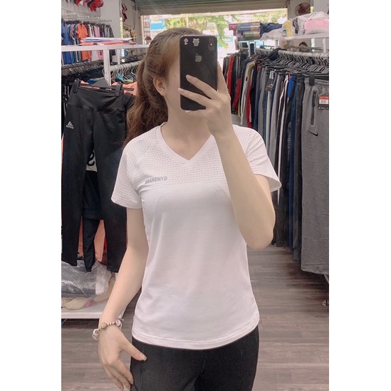 Áo thun nữ GYMSHARK, Áo tập gym, yoga CỔ TIM chất vải kim mỏng mịn,thoáng mát H50520