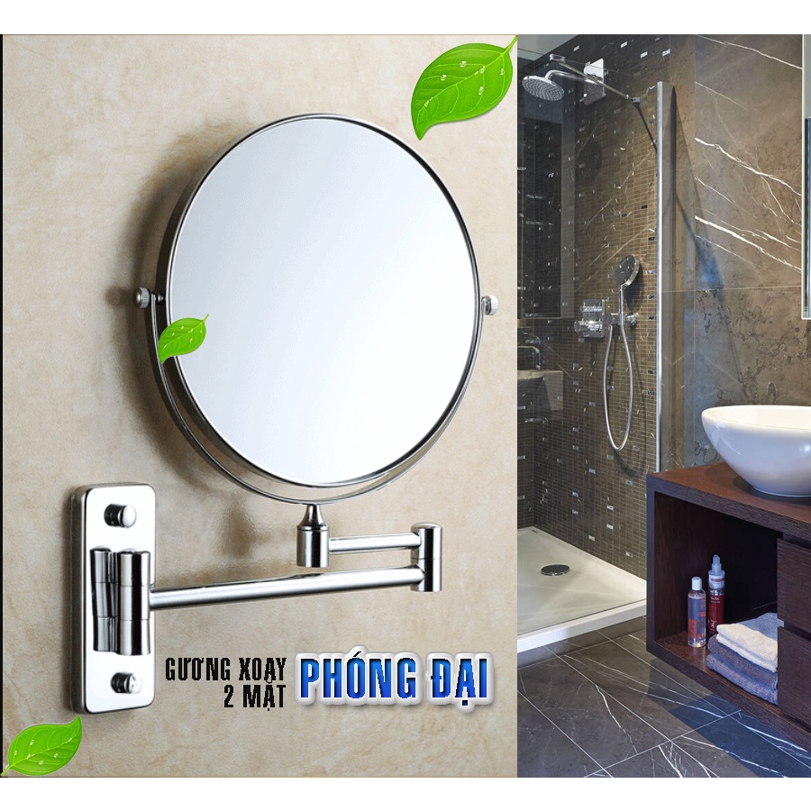 Gương trang điểm xoay 360 độ phóng đại treo tường phòng tắm, phòng ngủ Minh House