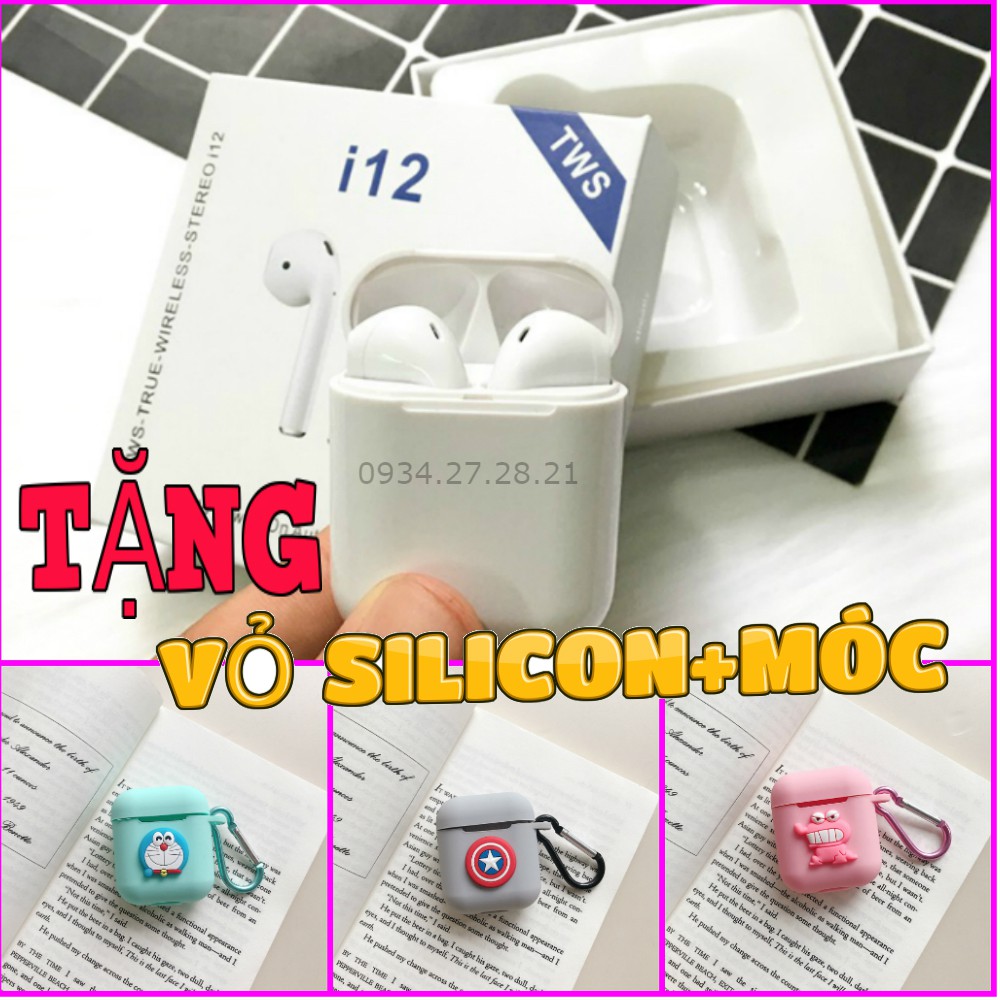 [combo i12] tai nghe i12+vỏ silicon+móc