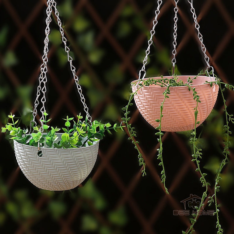 Giỏ Trồng Hoa Kèm Dây Xích Treo Ban Công - BEEHOME - Giỏ Trồng Cây Giả Mây Đẹp