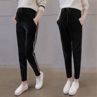 Quần nhung bầu bo gấu lót nỉ
