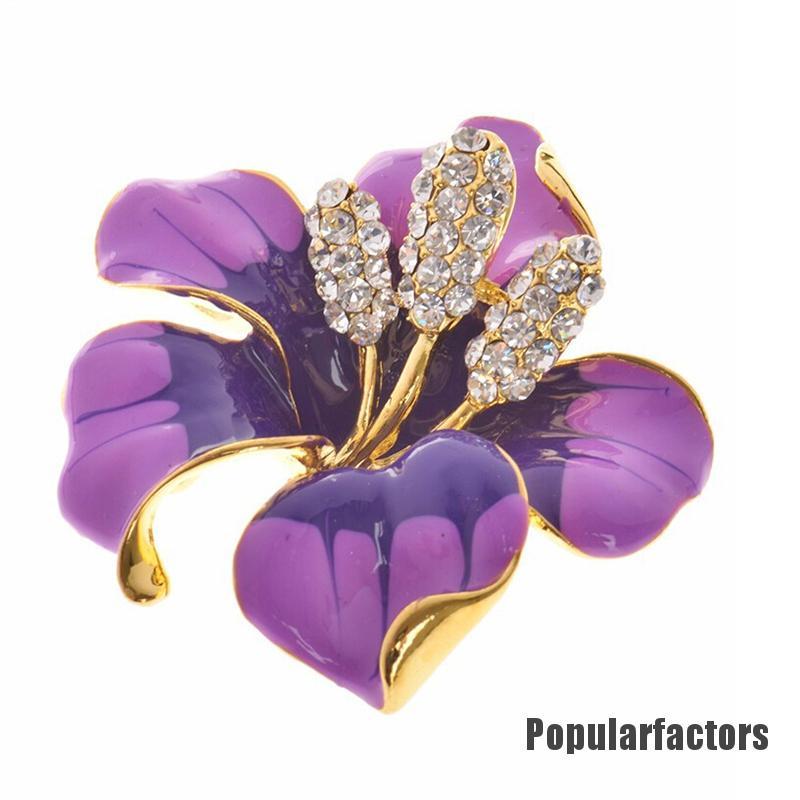 Ghim cài áo trang trí hình hoa loa kèn đính kim cương giả thời trang cho nữ