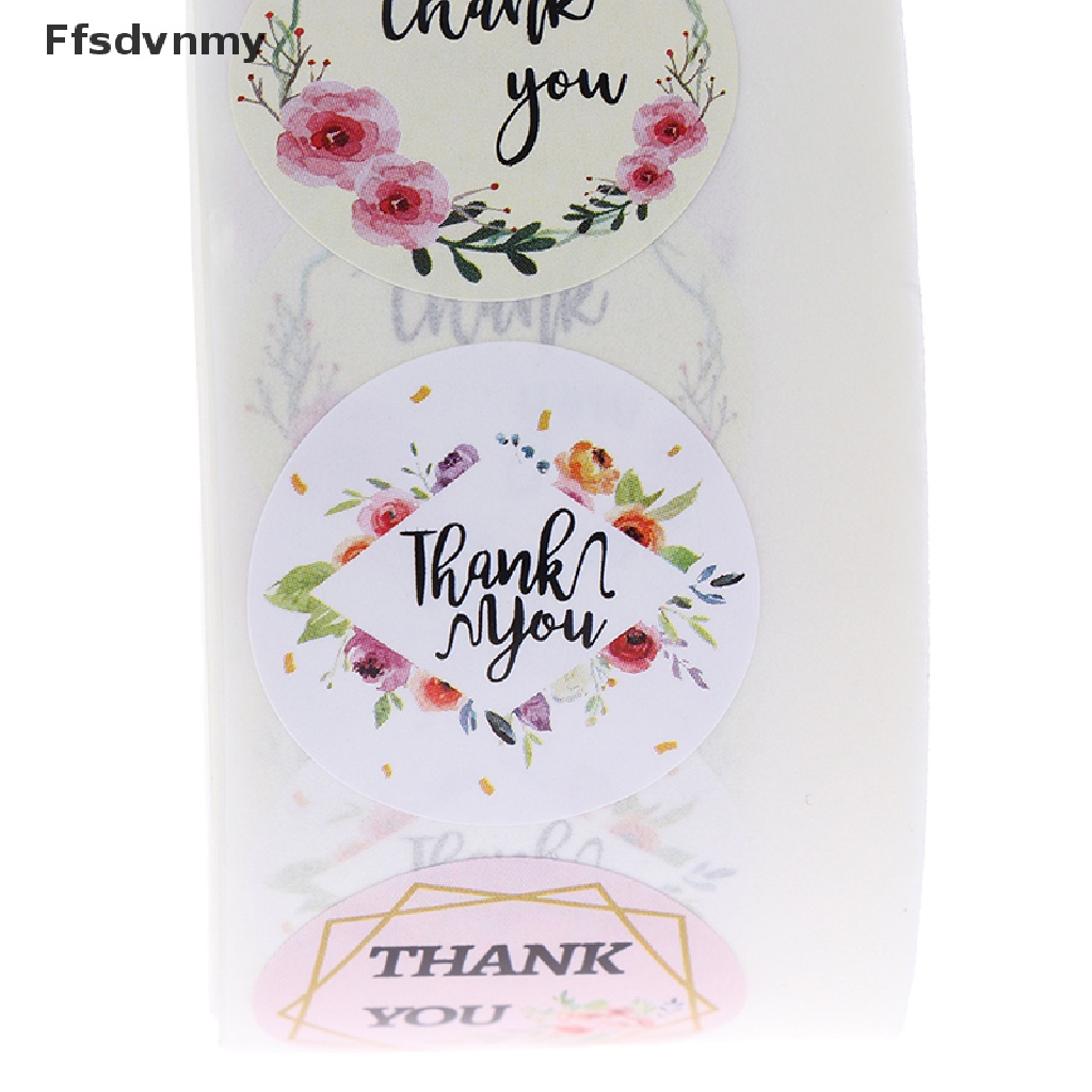Cuộn 500 Miếng Dán Tròn In Chữ thank you Trang Trí