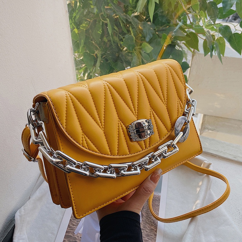 Túi Đeo Vai Hình Vuông Cỡ Nhỏ Màu Trơn Thêu Họa Tiết Thời Trang Cho Nữ