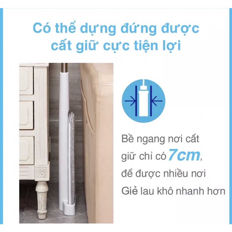 Cây lau nhà tự vắt MyJae phẳng sợi fiber xoay 360 độ thông minh lau sạch nhanh khô - hàng chính hãng