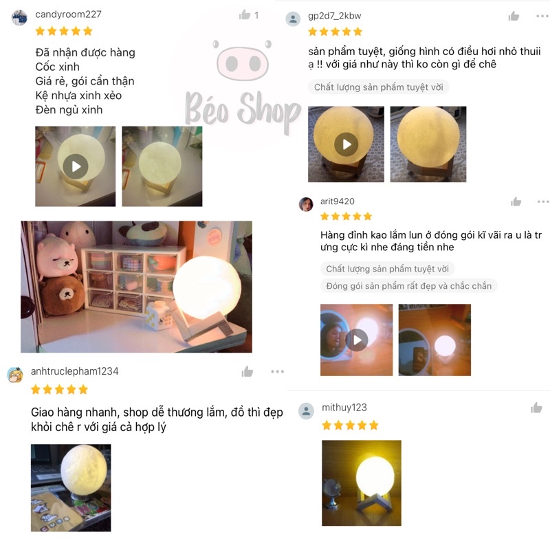 Đèn ngủ hình mặt trăng 3D để bàn trang trí phòng ngủ decor bàn học dùng pin cúc áo