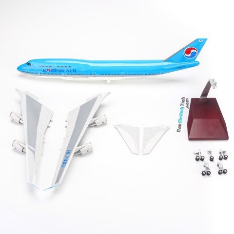 Mô hình máy bay Korean Air Boeing B747 47cm lắp ráp có đèn Everfly