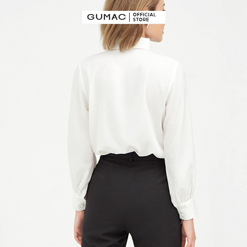 Áo sơ mi nữ phối nơ chéo GUMAC sơ mi chất liệu lụa cao cấp AB514 | BigBuy360 - bigbuy360.vn