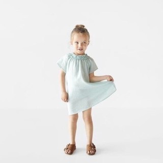 ĐẦM VẢI LINEN CỔ NHÚNG ZARA CHO BÉ GÁI