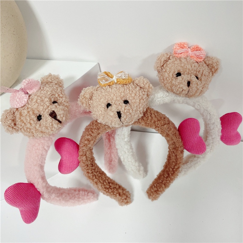 Băng đô cài tóc đính nơ họa tiết hoạt hình dễ thương cho nữ