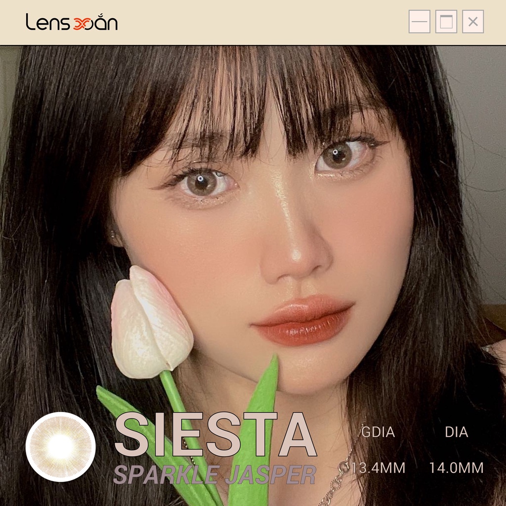 KÍNH ÁP TRÒNG SIESTA SPARKLE JASPER CỦA COLOR CL: Lens PC Hydrogel nâu nhũ sáng tây không viền | Lens Xoắn (GIÁ 1 CHIẾC)