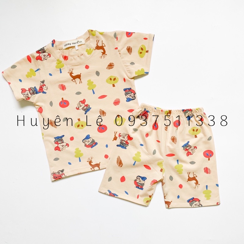 Bộ Cộc Tay MINKY MOM THUN LẠNH in toàn thân hoan tiết dễ thương -TH101