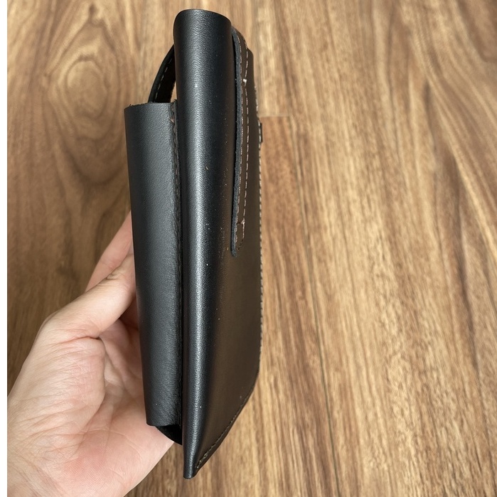 Bao da bò thật đựng 2 điện thoại hoặc bao thuốc, Bao da đeo thắt lưng Handmade da bò sáp thật 100%