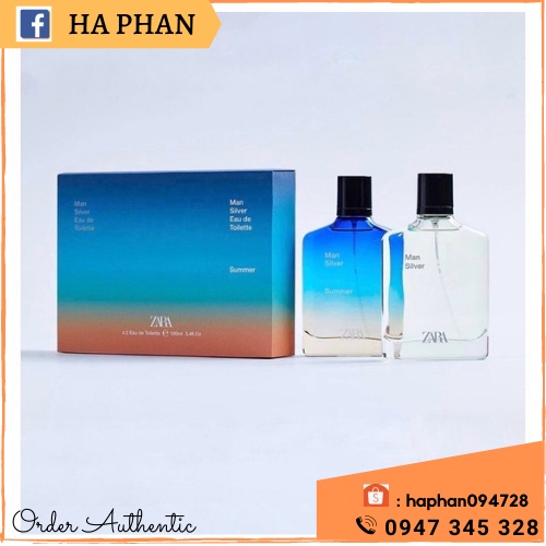 SET 2 CHAI NƯỚC HOA ZARA NAM - MAN SILVER SUMMER 100ml FULLBOX NGUYÊN SEAL