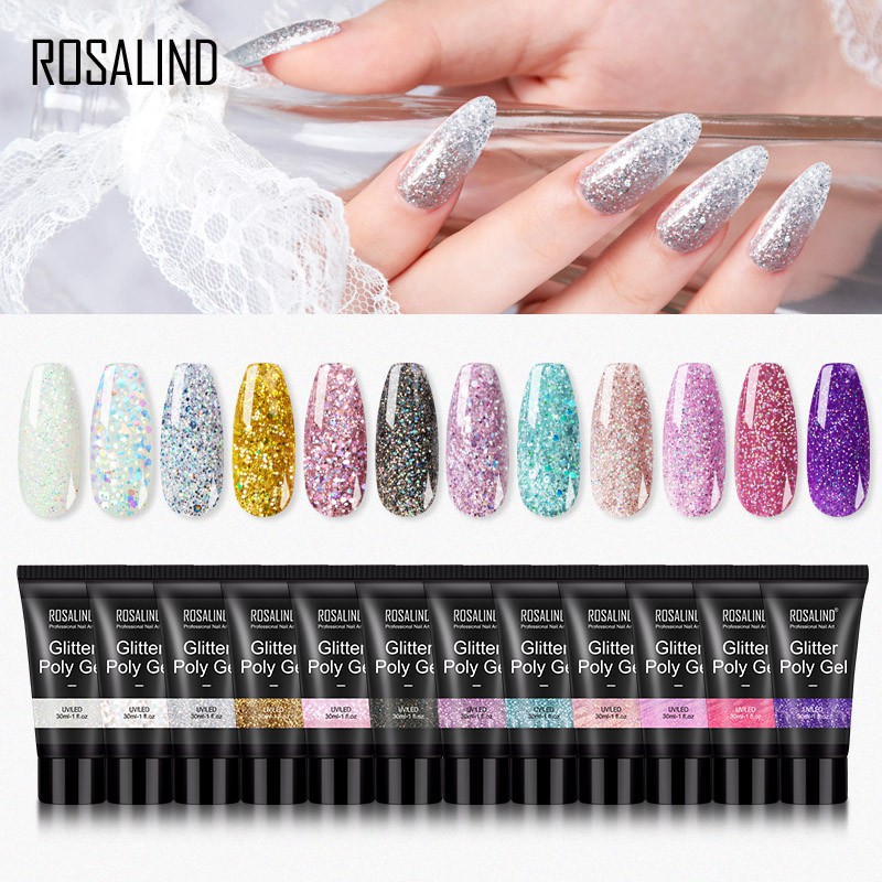 ✨Nhân Vật ROSALIND Trong ROSALIND✨ Gel Poly 30ml 12 Màu Lấp Lánh Thời Trang Dùng Nối Dài Móng Nhanh Chóng