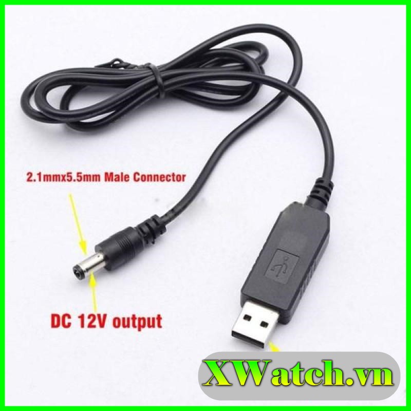 Cáp chuyển đổi USB Boost DC 5V sang 9V 12V USB nâng cao + Đầu nối 5.5mm cho bộ cấp nguồn/bộ sạc/bộ chuyển đổi nguồn