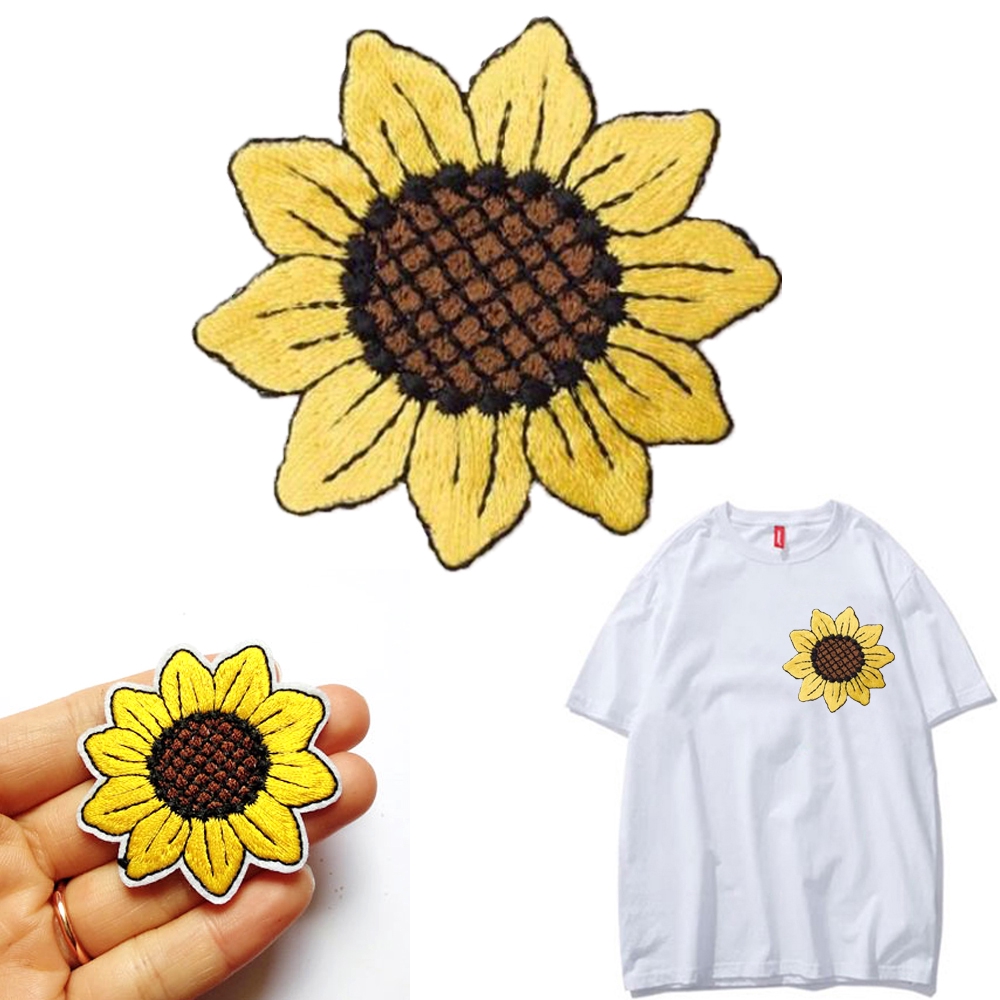 Miếng dán ủi hình hoa hướng dương trang trí quần áo tiện dụng