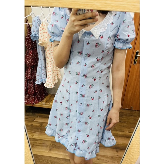 VÁY HOA CỔ REN BÁNH BÈO, VẢI MỀM MÁT. ĐƯỢC KIỂM TRA TRƯỚC KHI NHẬN HÀNG-4