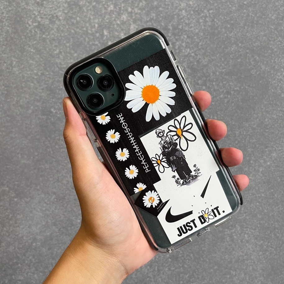 Ốp lưng iPhone Pmo x Nike GD trong suốt viền đen 6 plus/7 plus/8 plus/X/Xs/XR/Xs max/11/11 pro max/12/12promax