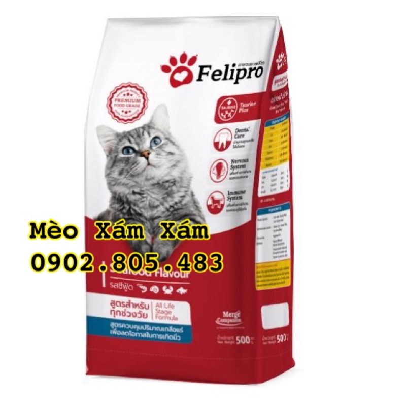 Thức ăn hạt Felipro 500g - dành cho mèo khó ăn với hương vị cá ngừ và thịt gà tự nhiên