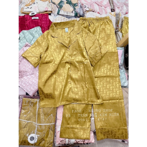 Bộ Pijama Lụa Gấm Tay Ngắn Sang Chảnh