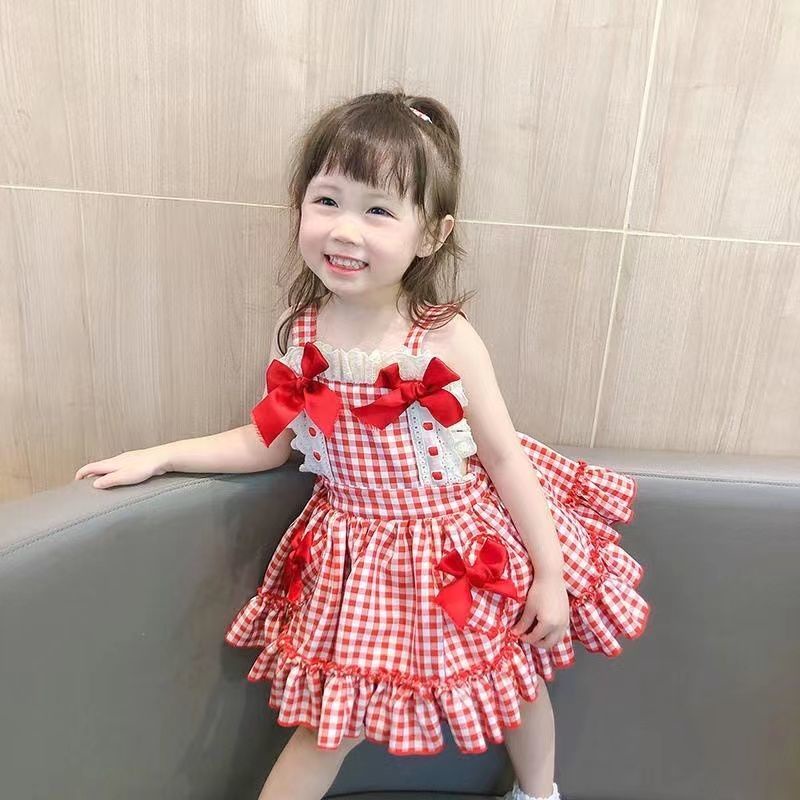 Đầm Công Chúa Hai Dây Phong Cách Lolita Thời Trang Mùa Hè Cho Bé Gái