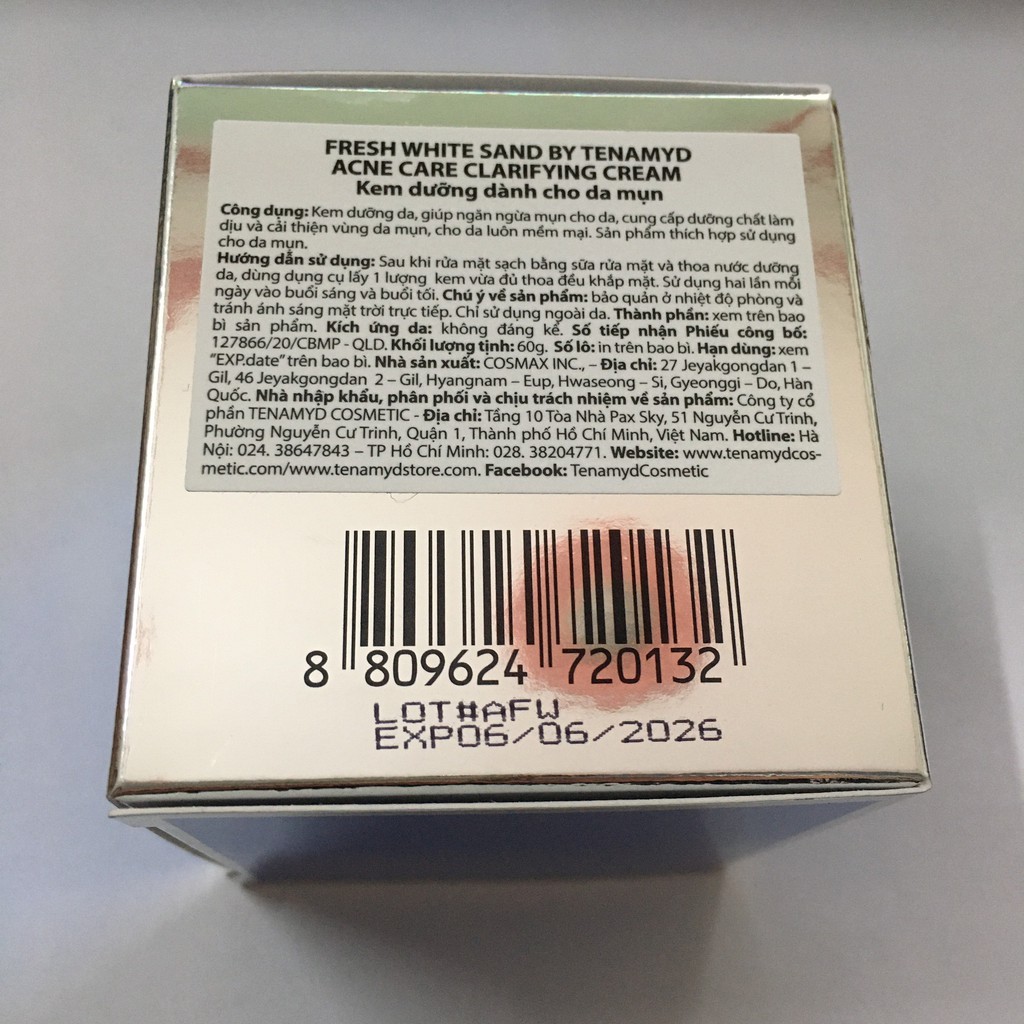 [Hàng Mới Về Date: 8/9/2026] Kem Dưỡng Cho Da Mụn Fresh White Sand By Tenamyd Acne Care Clarifying Cream | BigBuy360 - bigbuy360.vn