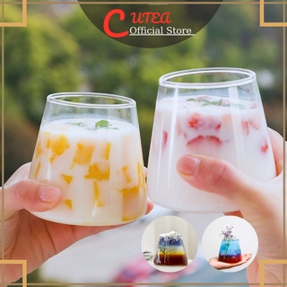 Ly thủy tinh dễ thương decor núi Phú Sĩ trong suốt 350ml CUTEA cốc uống nước chịu nhiệt