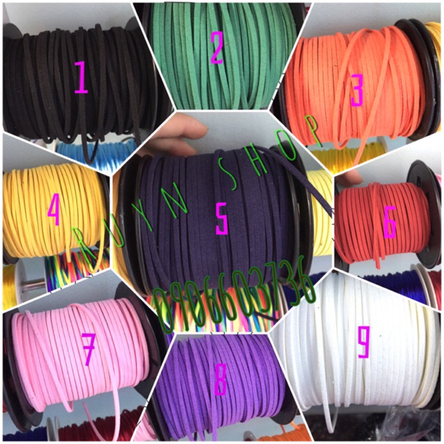 1m dây da lộn thắt vòng/ đan/ nguyên liệu dream catcher size 3mm