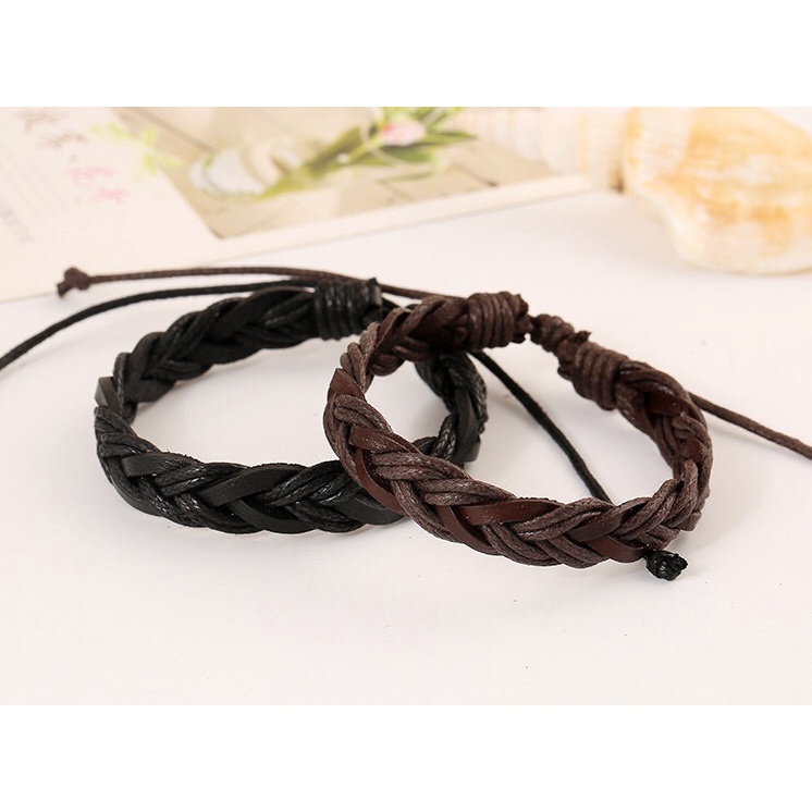 Vòng đeo tay dây da handmade nam nữ thủ công - Mã VTDA The Collar Box