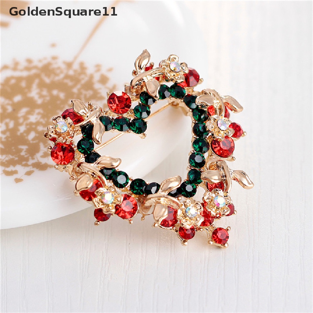 [GoldenSquare11] Fashion Unisex Heart  Garland Rhinestone Snowman Christmas Brooch Pin Xmas Gift [GoldenSquare11]